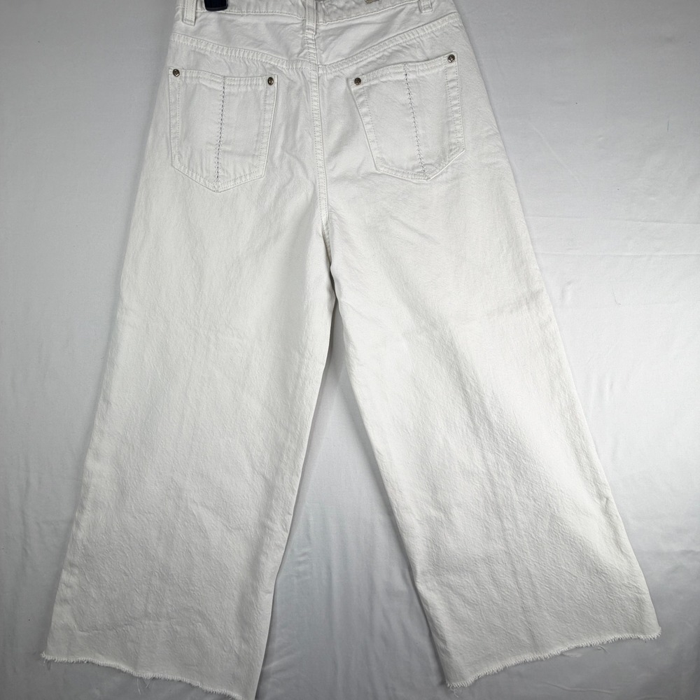 Pilcro and the Letterpress White Wide Leg Jeans High Rise Ladder Stitch Size 27 - Picture 8 of 13
